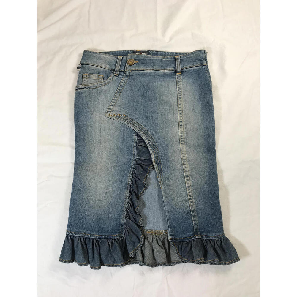 Jean Paul Gaultier Women's Denim Skirt with Ruffle Detail
